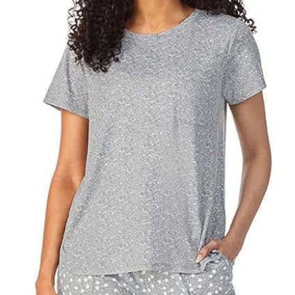 JANE BLEEKER Gray Pajama Top with Front Pocket Short Sleeve Sz Small